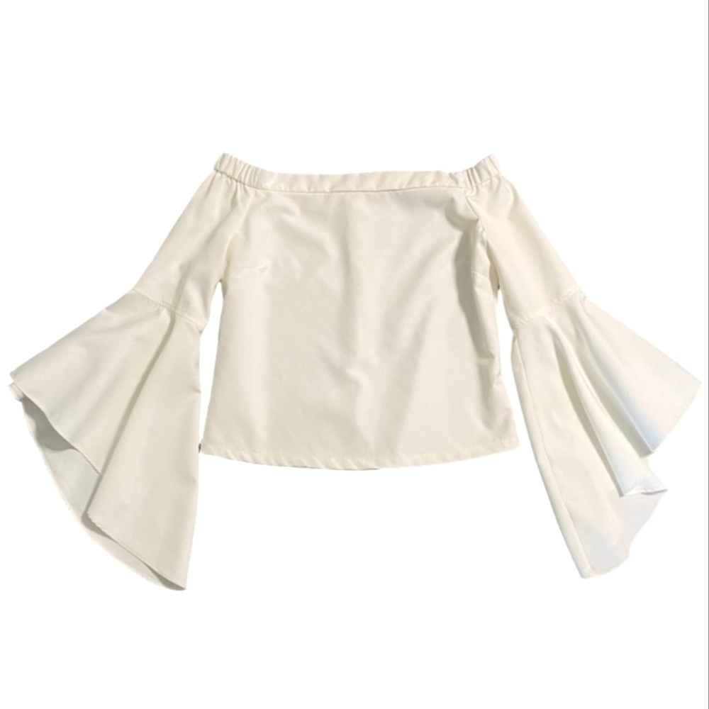 INA Cream/White Off The Shoulder  Exaggerated Bell Sleeve Top Size L